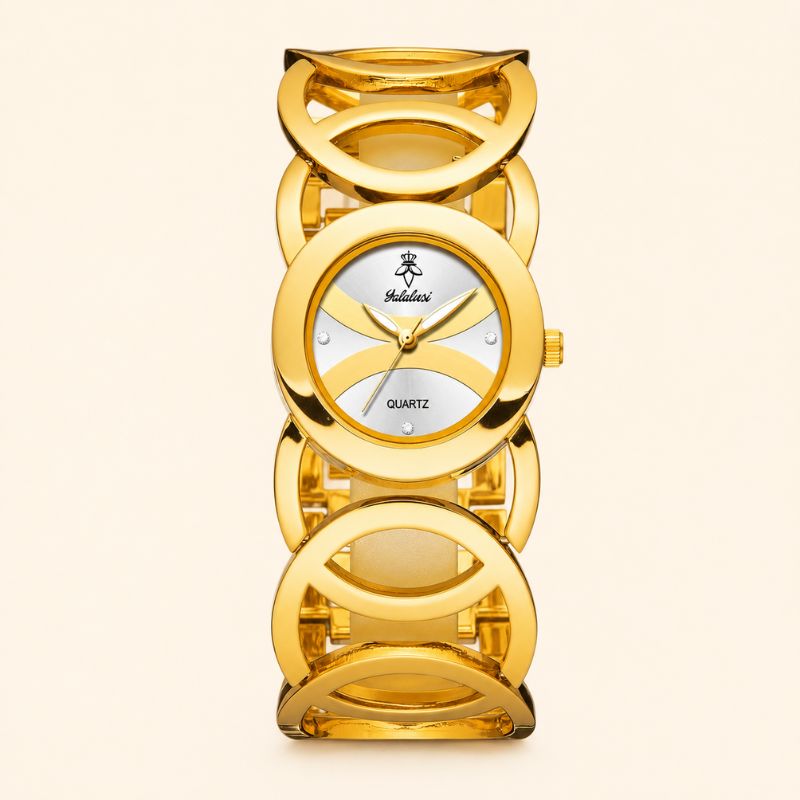 Luxury Gold Oval Women’s Quartz Bracelet Watch