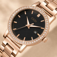Crystal Bezel Steel Bracelet Watch