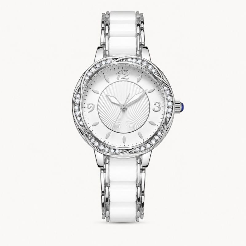 Crystal Bezel Ceramic Bracelet Watch