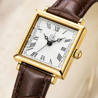 Square Roman Numeral Leather Watch