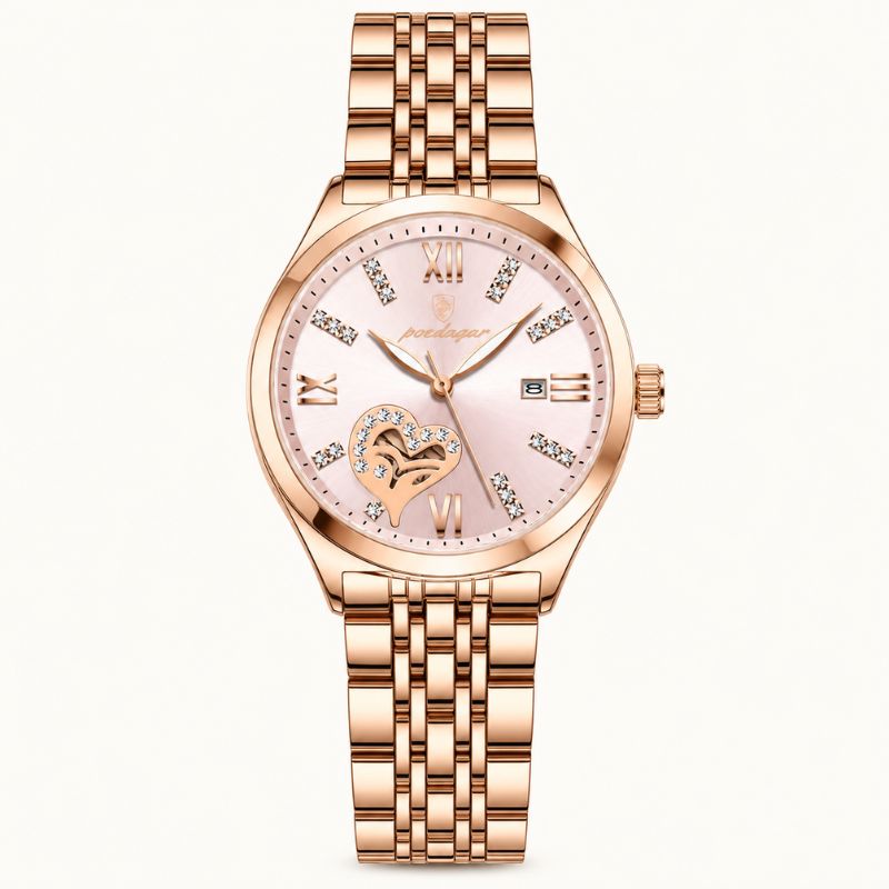 Rose Gold Open-Heart Bracelet Watch