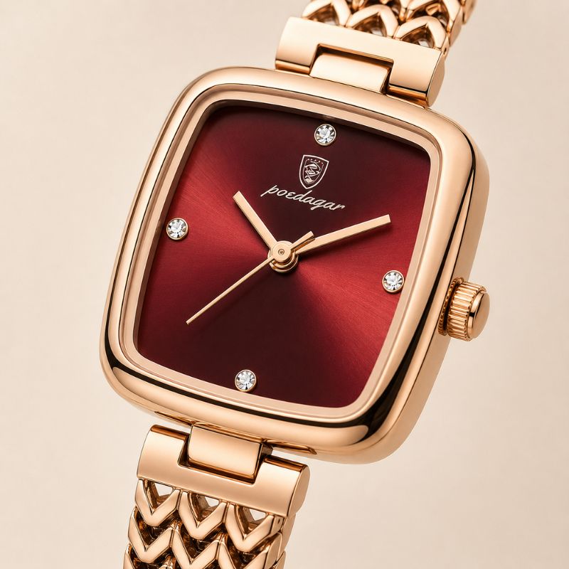 Green Dial Watch with Braided Gold Bracelet