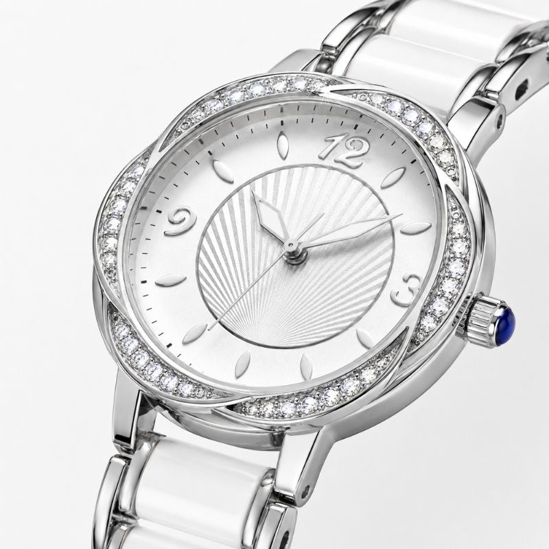 Crystal Bezel Ceramic Bracelet Watch