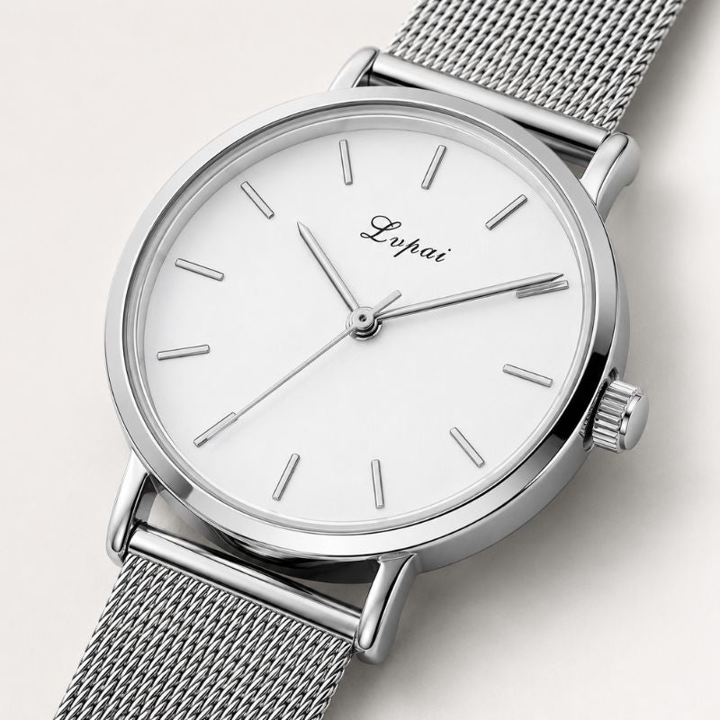 Marble Dial Mesh Bracelet Watch