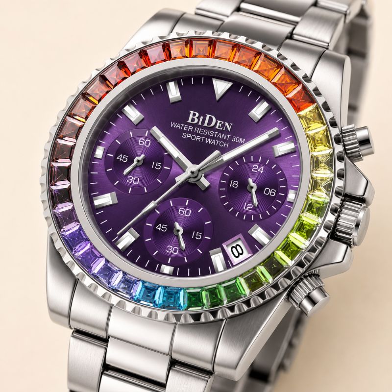 Rainbow Crystal Chronograph Watch
