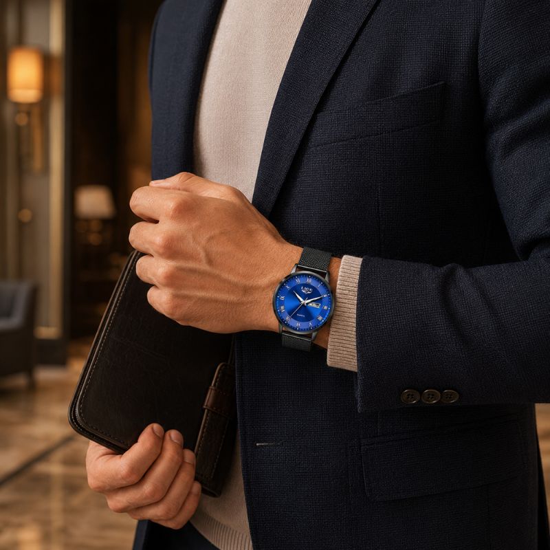 Roman Numeral Mesh Strap Watch