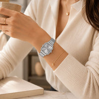 Square Dial Steel Bracelet Watch
