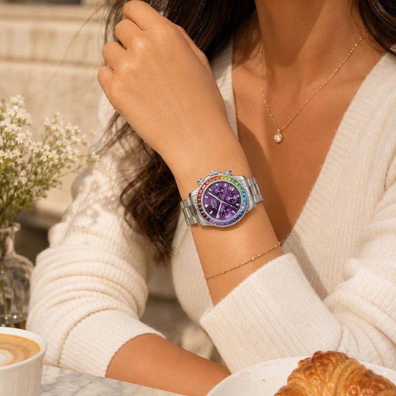 Rainbow Crystal Chronograph Watch