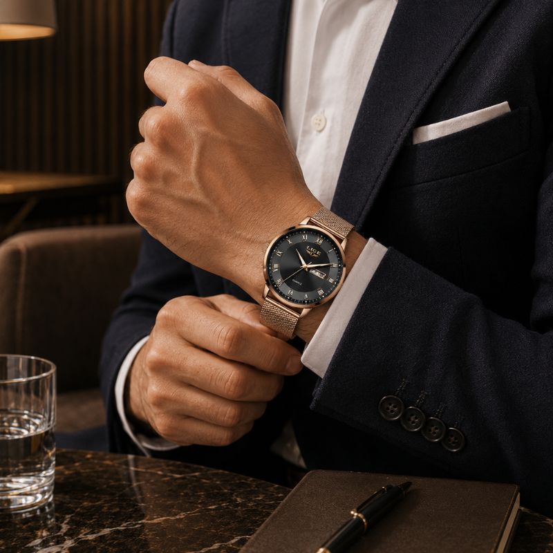 Roman Numeral Mesh Strap Watch