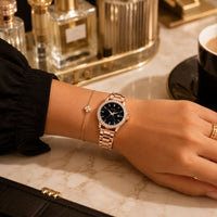Crystal Bezel Steel Bracelet Watch