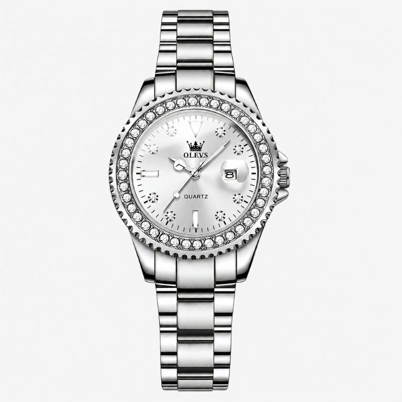 Crystal Bezel Stainless Steel Watch