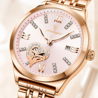 Rose Gold Open-Heart Bracelet Watch