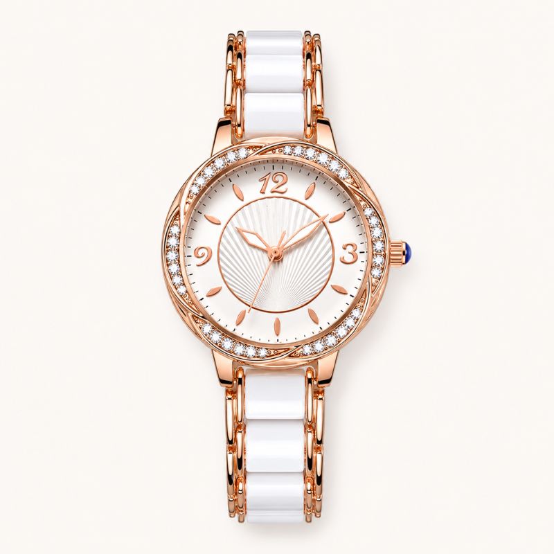 Crystal Bezel Ceramic Bracelet Watch