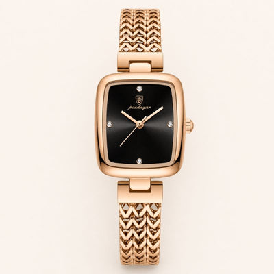 Green Dial Watch with Braided Gold Bracelet