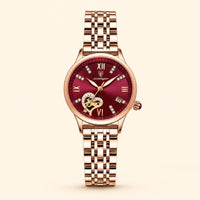 Rose Gold Open-Heart Bracelet Watch
