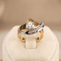 Vintage Irregular Gold & Silver Zirconia Ring