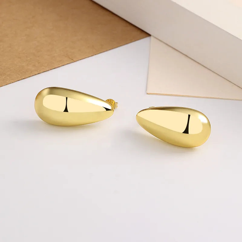 Elegant Gold Water Drop Glossy Earrings