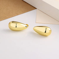 Elegant Gold Water Drop Glossy Earrings