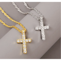 Retro Gold & Silver Cross Pendant Necklace