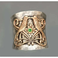 Vintage Carved Golden Ring Round Tube Ring