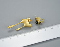 Dripping Honey & Bee Earrings with Zirconia
