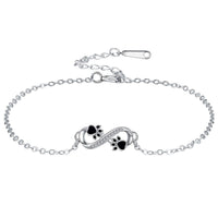 Infinite Symbol Pendant Pet Paw Bracelet with Zirconia