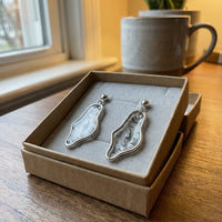 Vintage Clock Silver Earrings