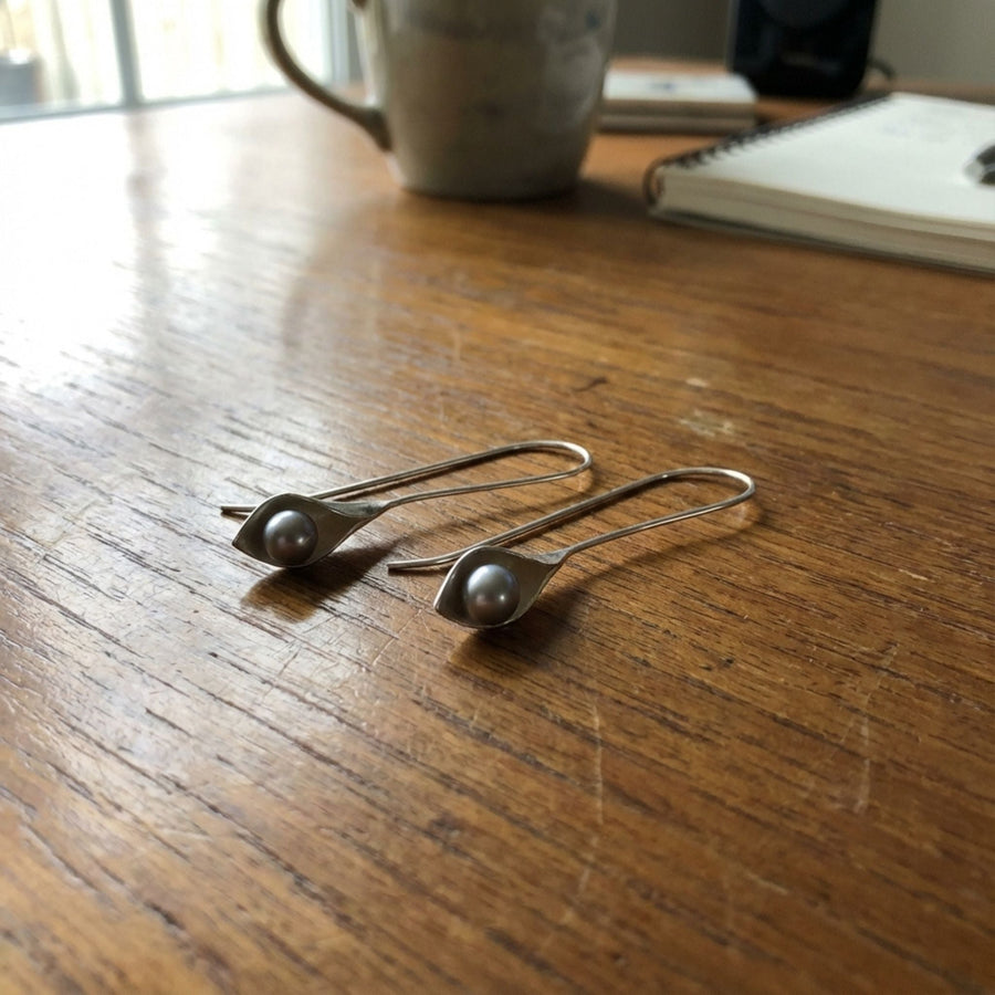 Vintage Leaf & Pearl Earrings