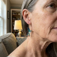 Vintage Blue Enamel Hummingbird Earrings