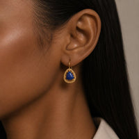 Vintage Handmade Curved Inlaid Gemstone Earrings