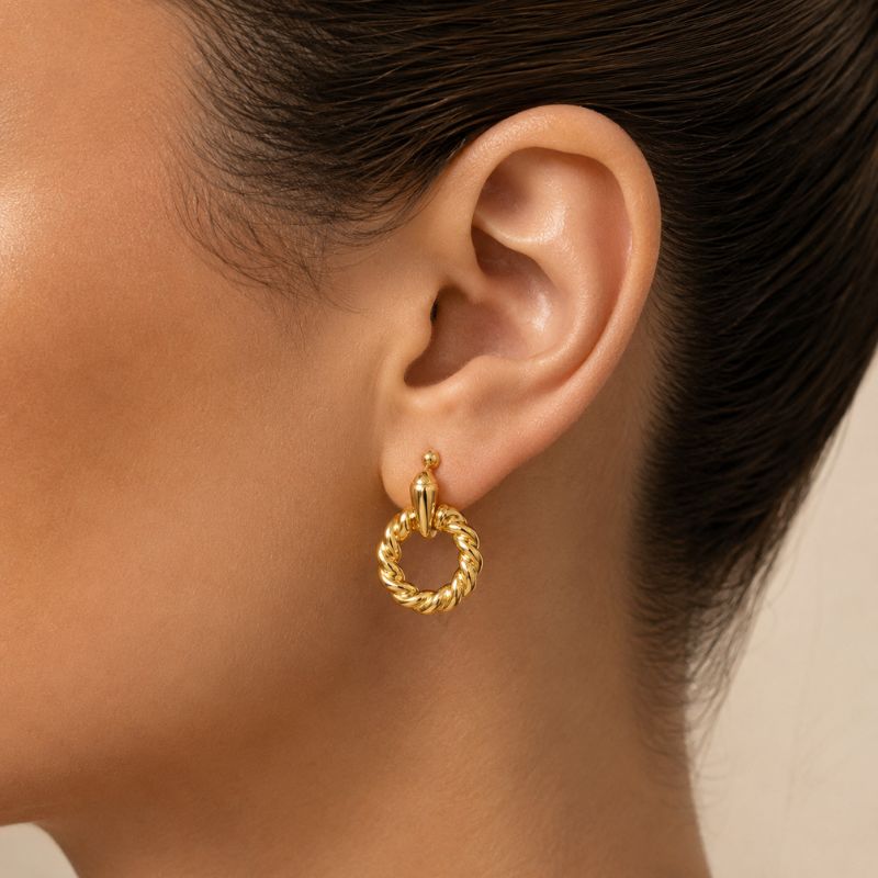 Vintage Braided Hoop Golden Earrings