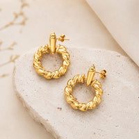 Vintage Braided Hoop Golden Earrings
