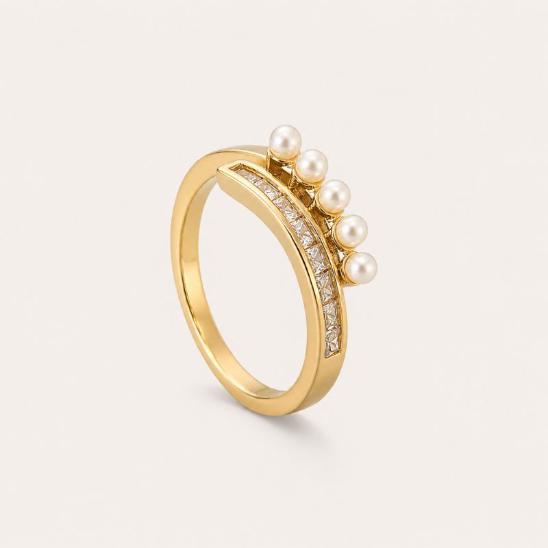Vintage Open Zirconia & Pearl Ring