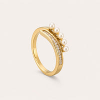 Vintage Open Zirconia & Pearl Ring