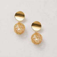 Vintage Hollow Sphere Gold Earrings