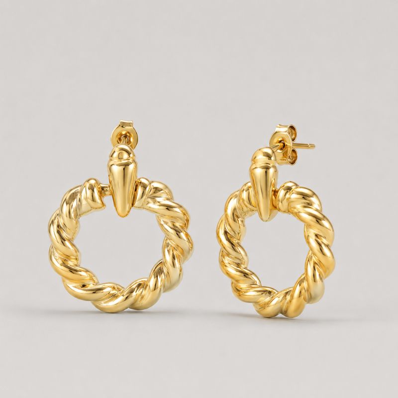 Vintage Braided Hoop Golden Earrings