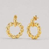 Vintage Braided Hoop Golden Earrings