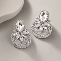 Vintage Silvered Crystal Rounded Earrings