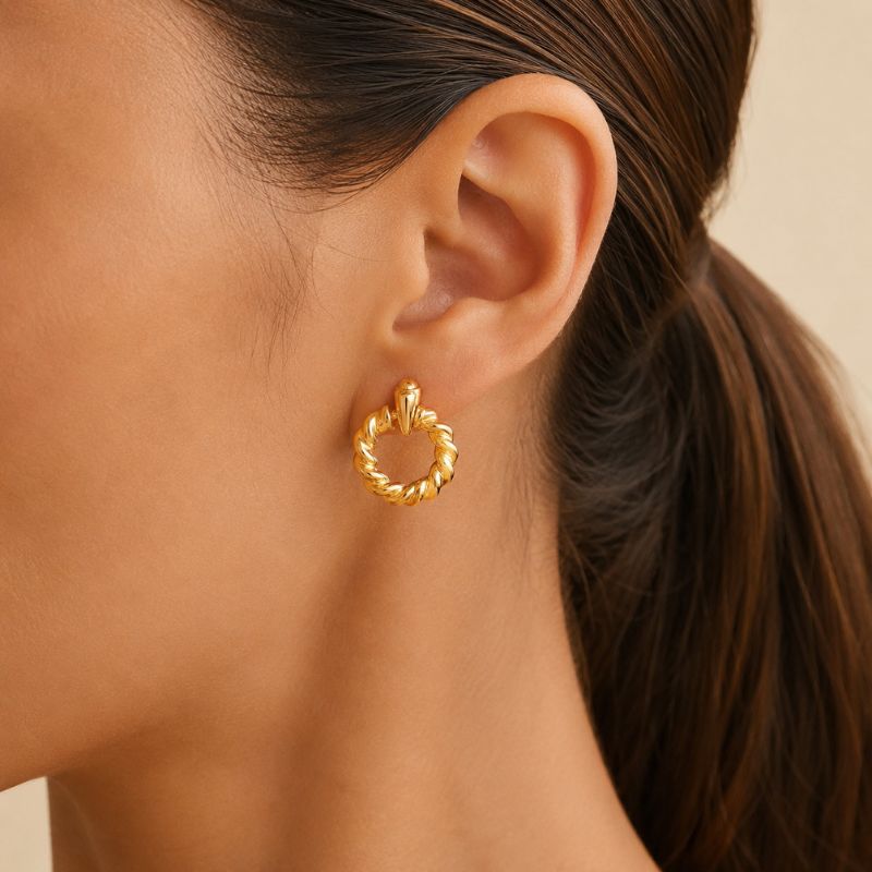 Vintage Braided Hoop Golden Earrings