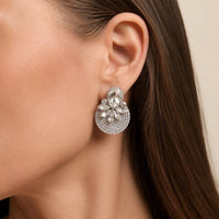 Vintage Silvered Crystal Rounded Earrings