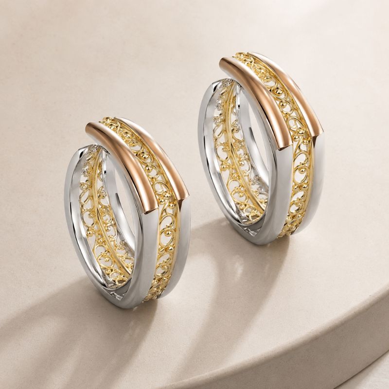 Vintage Zirconia Gold & Silver Ring Set