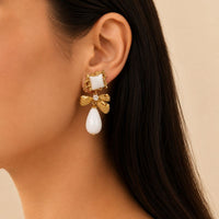 Vintage White & Gold Earrings