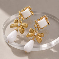 Vintage White & Gold Earrings