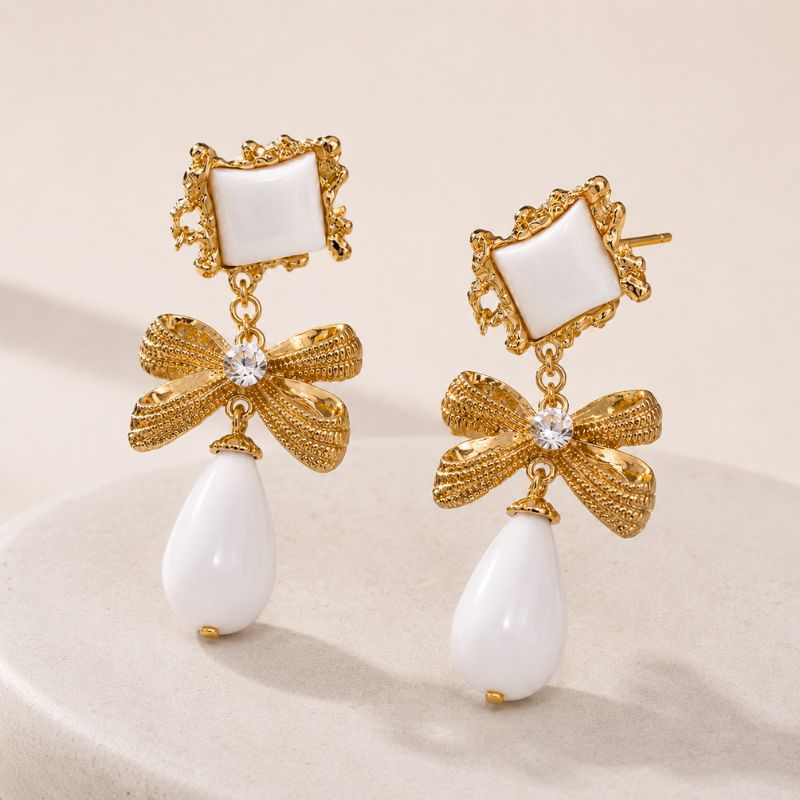Vintage White & Gold Earrings