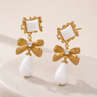 Vintage White & Gold Earrings