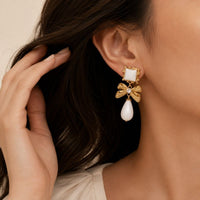 Vintage White & Gold Earrings