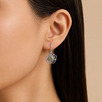 Vintage Dangling Flower Green Zirconia Earrings
