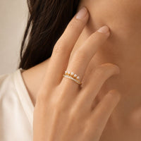 Vintage Open Zirconia & Pearl Ring