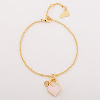 Vintage Peach Heart Inlaid Shell Bracelet