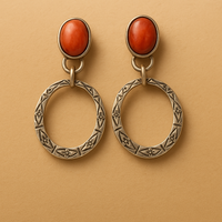 Boho Vintage Flower Onyx Earrings